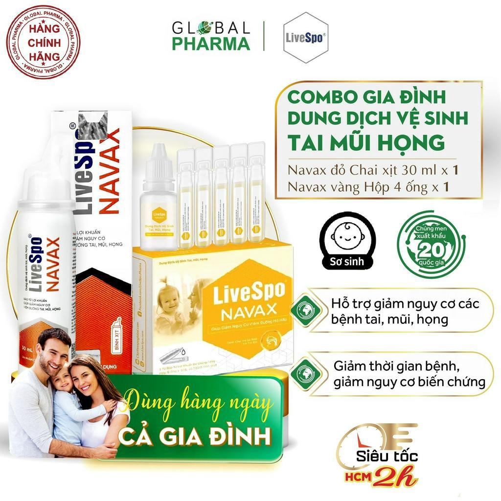 Combo phòng và ngừa bệnh hô hấp cho cả gia đình Livespo Navax - bé và người lớn (Chai 30ml/70ml)