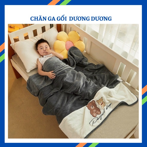 Chăn Tuyết Gấu TEDDY cho bé yêu Kích thước 110x150cm,Mền Lông Tuyết cho bé đi học siêu mềm mịn