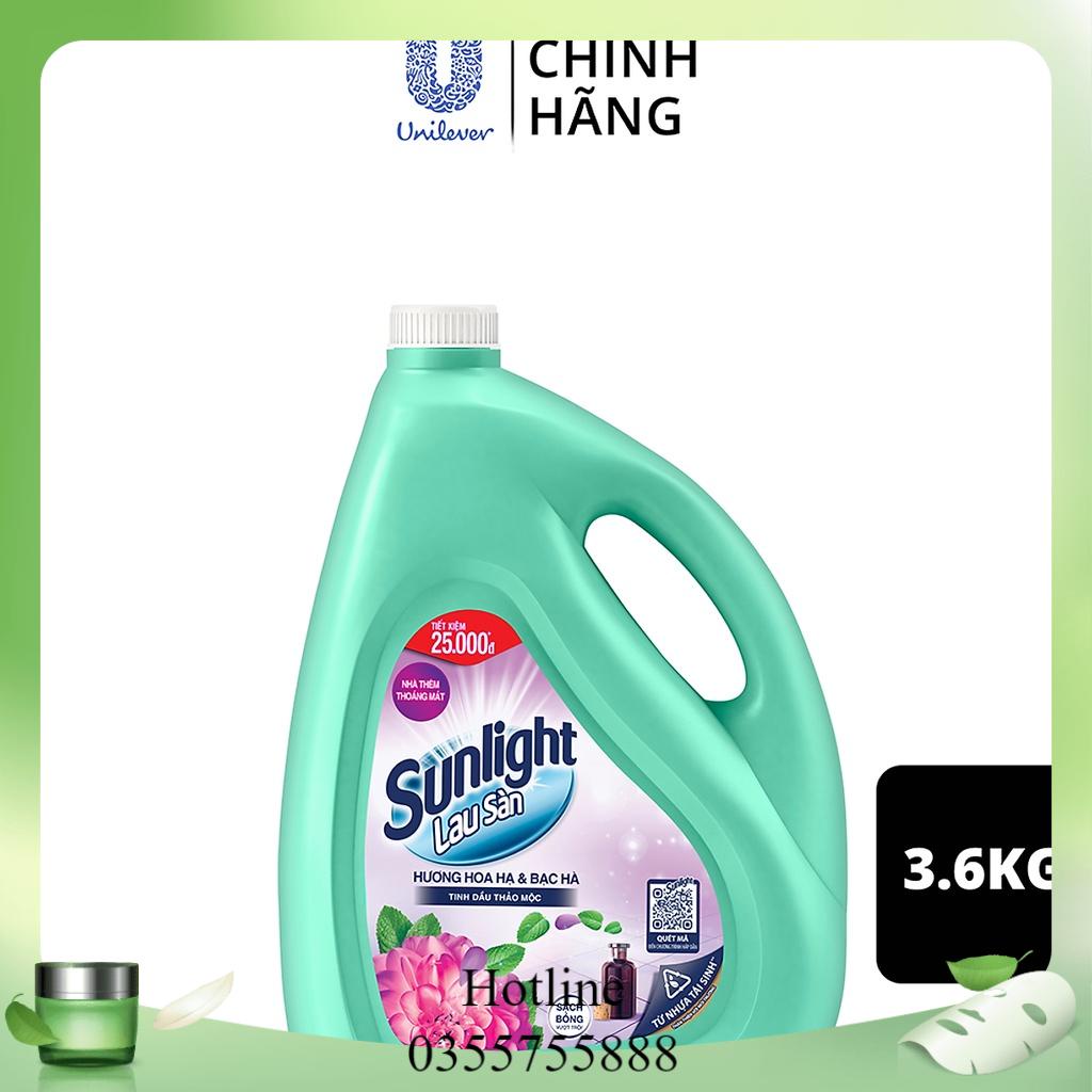 Nước Lau Sàn Sunlight Hương Hoa bạc hà can 3,8kg