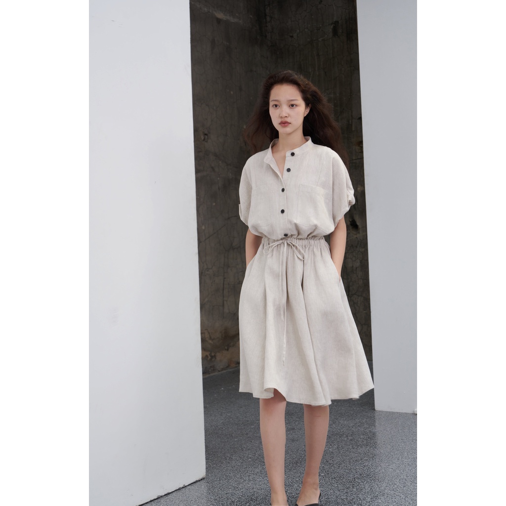 Đầm Linen eo bo chun Hina Salom
