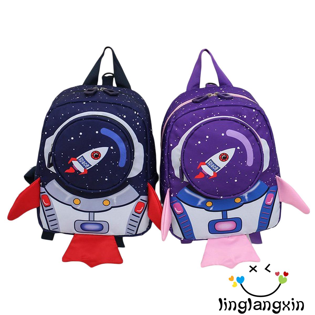 NFW♥Kids Backpack with Safety Leash, Lovely 3D Cartoon Rocket Lightweight School Bookbag