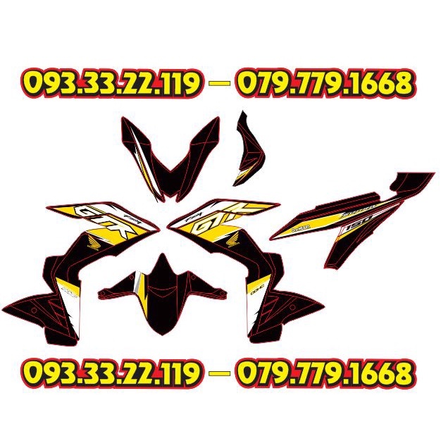 Tem Rời Winner V1 GTR Vàng Đen Chữ Trắng