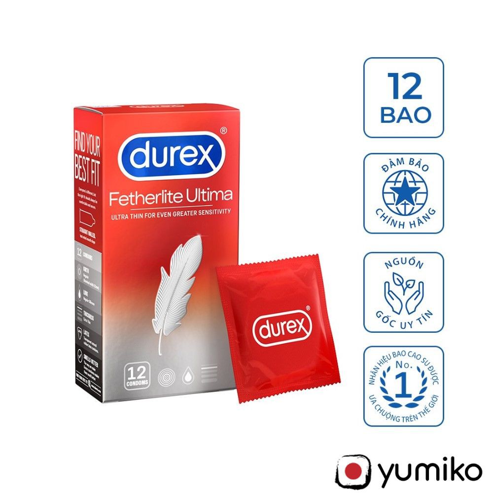 [CHÍNH HÃNG] Bao cao su DUREX Fetherlite Ultima Siêu Mỏng Hộp 12c