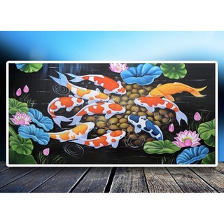SALE TRANH VẼ CỬU NGƯ QUẦN HỘI 60x90cm