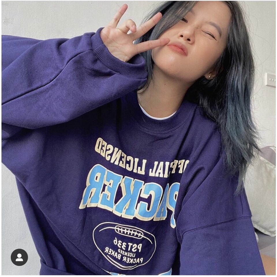 Áo Nỉ Packer Tím Than PEONYB Nữ [FREESHIP]🌸 Sweater form rộng tay bồng, hoodie oversize màu pastel cá tính Ulzzang 🌸 | BigBuy360 - bigbuy360.vn