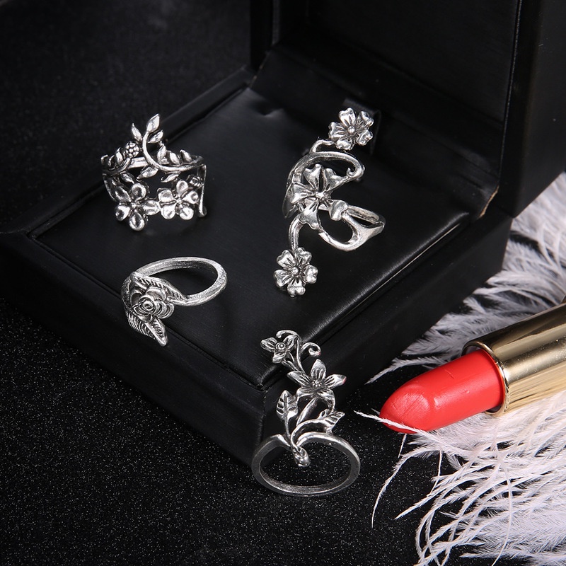 Bộ 4 Nhẫn Đeo Tay Phong Cách Vintage Xinh Xắn