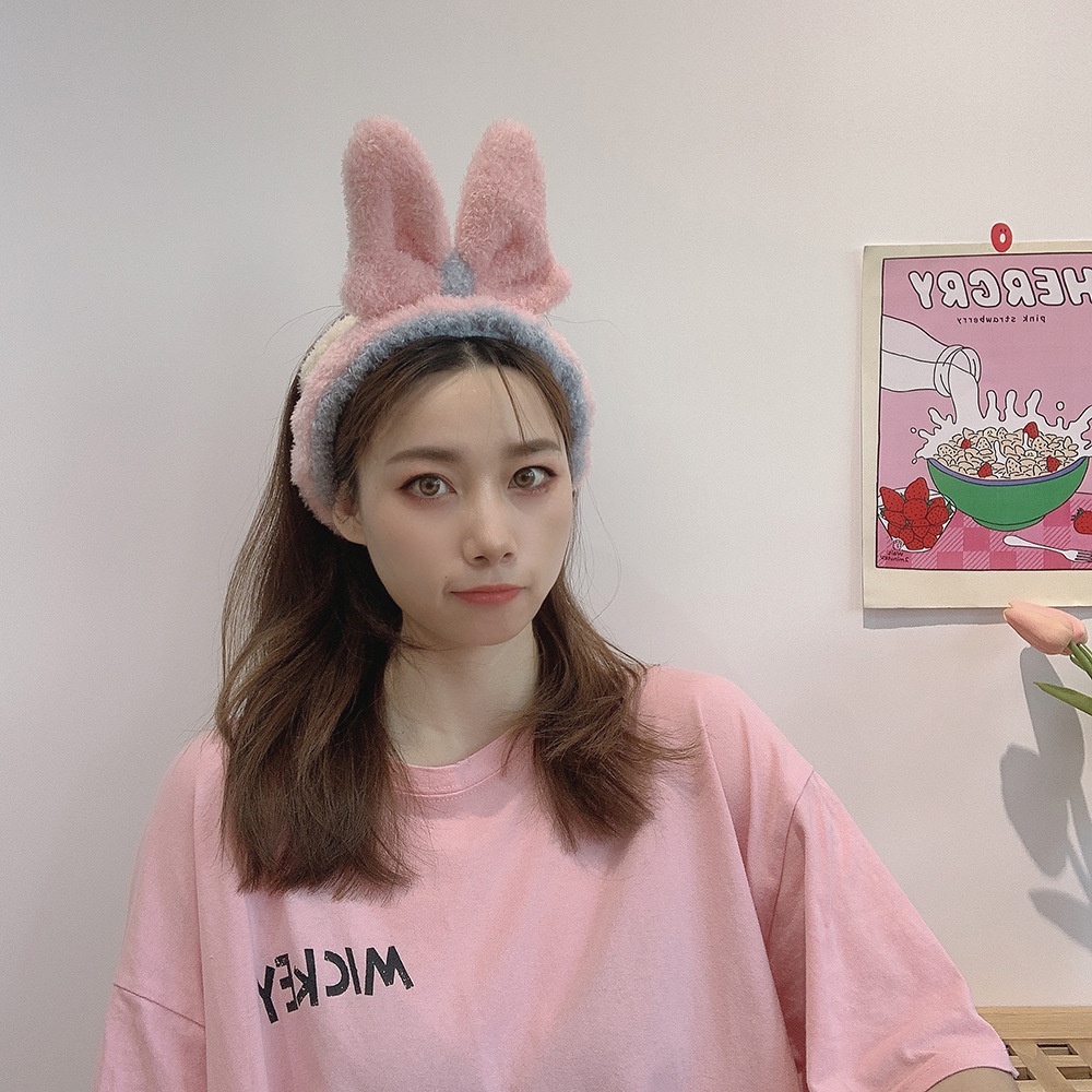 Băng Đô Rửa Mặt Trang Điểm Bằng Vải Lông Hình Bướm Hoạt Hình Dễ Thương Phong Cách Nhật Bản