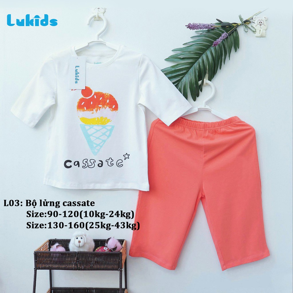 Bộ lửng bé gái Lukids, cotton 100% co giãn 4 chiều, L03