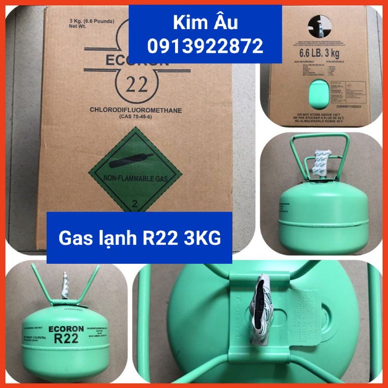 Gas lạnh điều hòa R22 ECORON ( 3.0 Kg/ bình )⚡Sẵn Hàng⚡Môi chất lạnh R22 ECORON dùng cho điều hòa,máy lạnh