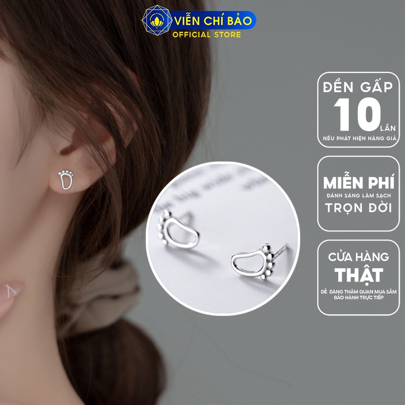 Bông tai bạc nữ bàn chân dễ thương chất liệu bạc 925 thời trang phụ kiện trang sức nữ Viễn Chí Bảo E039