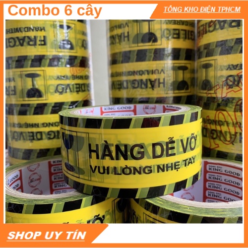 [Giá sỉ Xưởng] Combo 6 cuộn Băng dính cảnh báo dễ vỡ. Hàng chuẩn mic-siêu dính,dai, chữ rất rõ