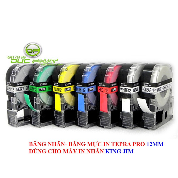 SET 2 BĂNG MỰC- BĂNG NHÃN IN TEPRA PRO 12MM-DÙNG CHO SR-R170V / SR530 / SR970 / SR5900P