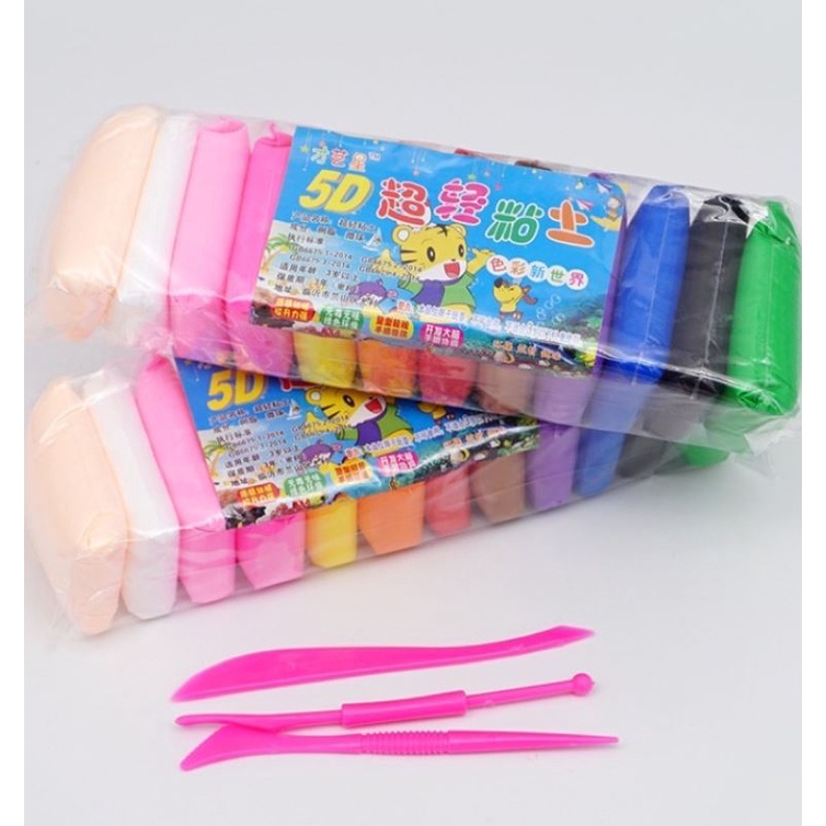 Đất nặn / đất sét nhẹ tự khô an toàn Lốc 12 màu cao cấp Softclay nặn hình, làm Butter slime &amp; bộ cây tạo hình