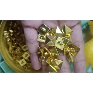 Set 10 nút vuông kt 1cm mạ dồng vàng