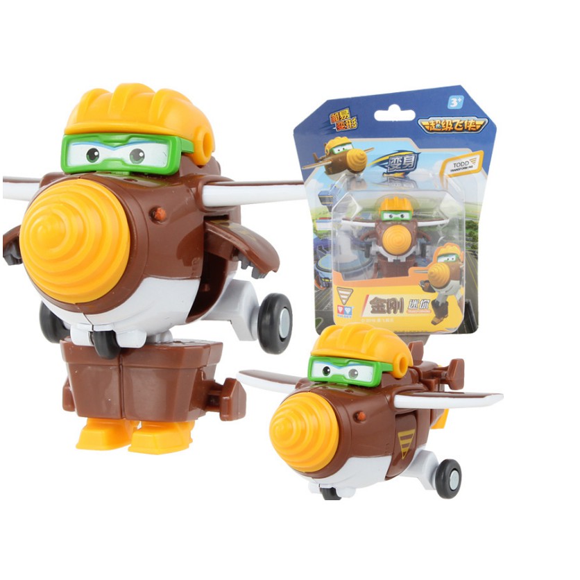 Super wings đội bay siêu đẳng đồ chơi mô hình máy bay biến thành rô bốt mini nhân vật Todd vui vẻ