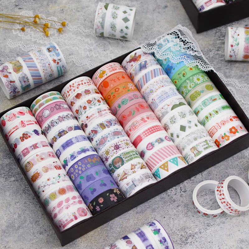 1 cuộn Băng DÍNH GIẤY washi Tape họa tiết dễ thương dùng trang trí album sổ lưu niệm phong cách Nhật Bản