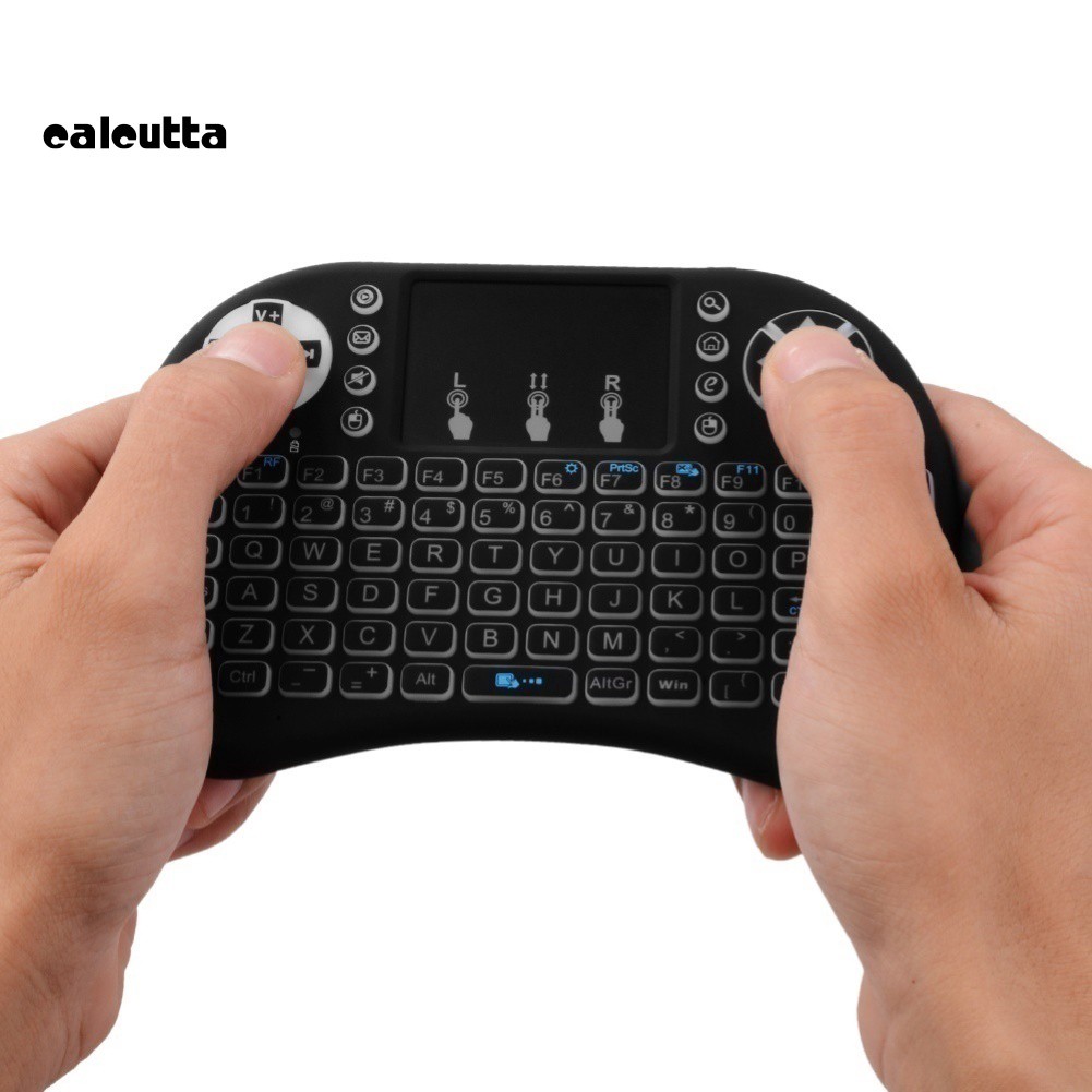 ✡COD✡3 Colors Backlight Mini Rechargeable 2.4GHz Wireless Keyboard with Touchpad