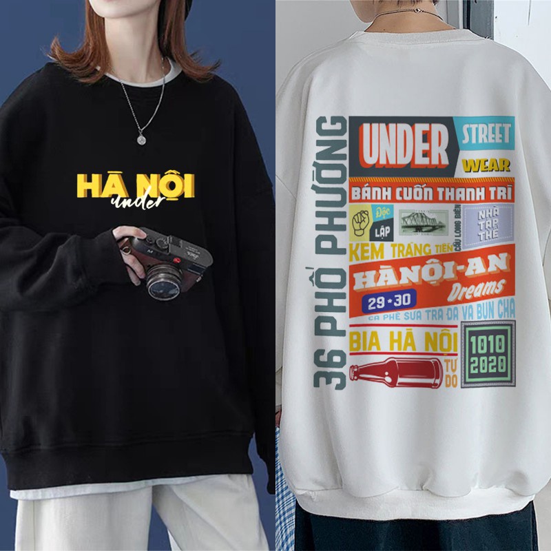 Áo sweater LOGO under Hà Nội Form Rộng, Áo hoodie nỉ UNISEX Nam Nữ In Hình Local Brand mã 58 | BigBuy360 - bigbuy360.vn