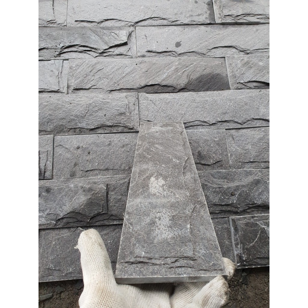 Đá ốp tường phiến tự nhiên bốc lồi 10x30x1cm