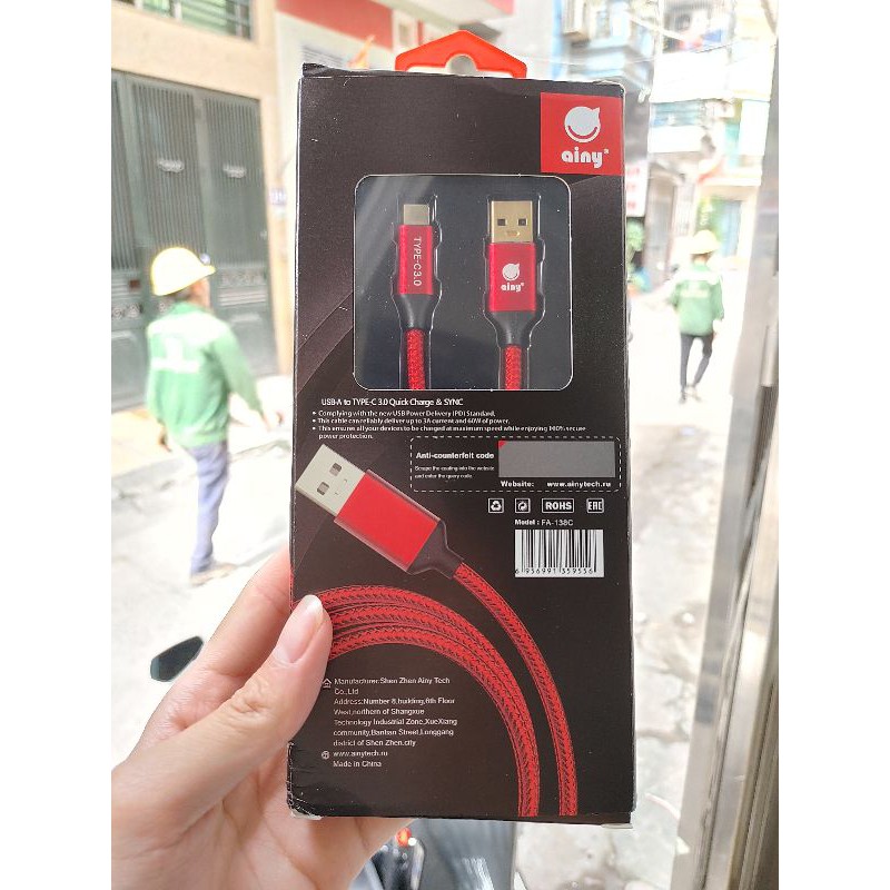 Cáp sạc nhanh Type C - 3A/60w