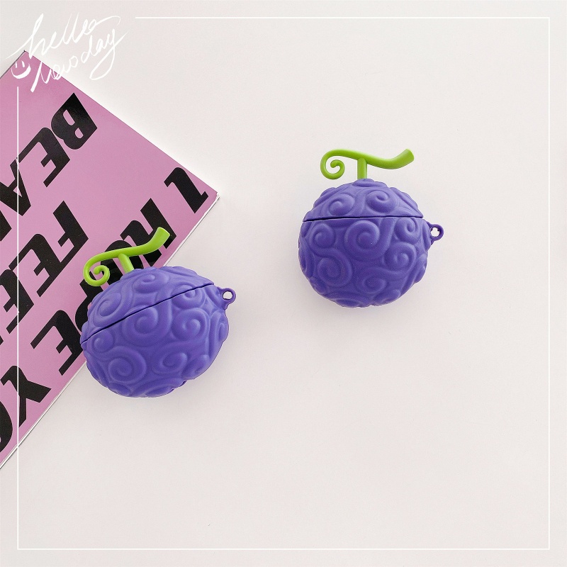 Vỏ Bảo Vệ Hộp Sạc Tai Nghe Airpods 1 2 Pro Bằng Silicon Họa Tiết Trái Cây Ác Quỷ 3D