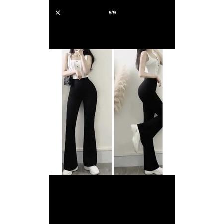 Quần ống loe cạp cao legging dáng dài co rãn 4 chiều hot