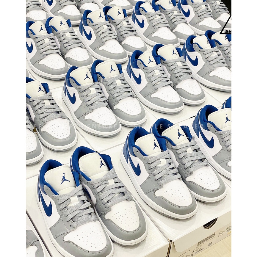 Giày Nike Air Jordan 1 Low French Blue Chính Hãng 💙SIMPLE SNEAKER💙 Air Jordan 1 White Grey Blue