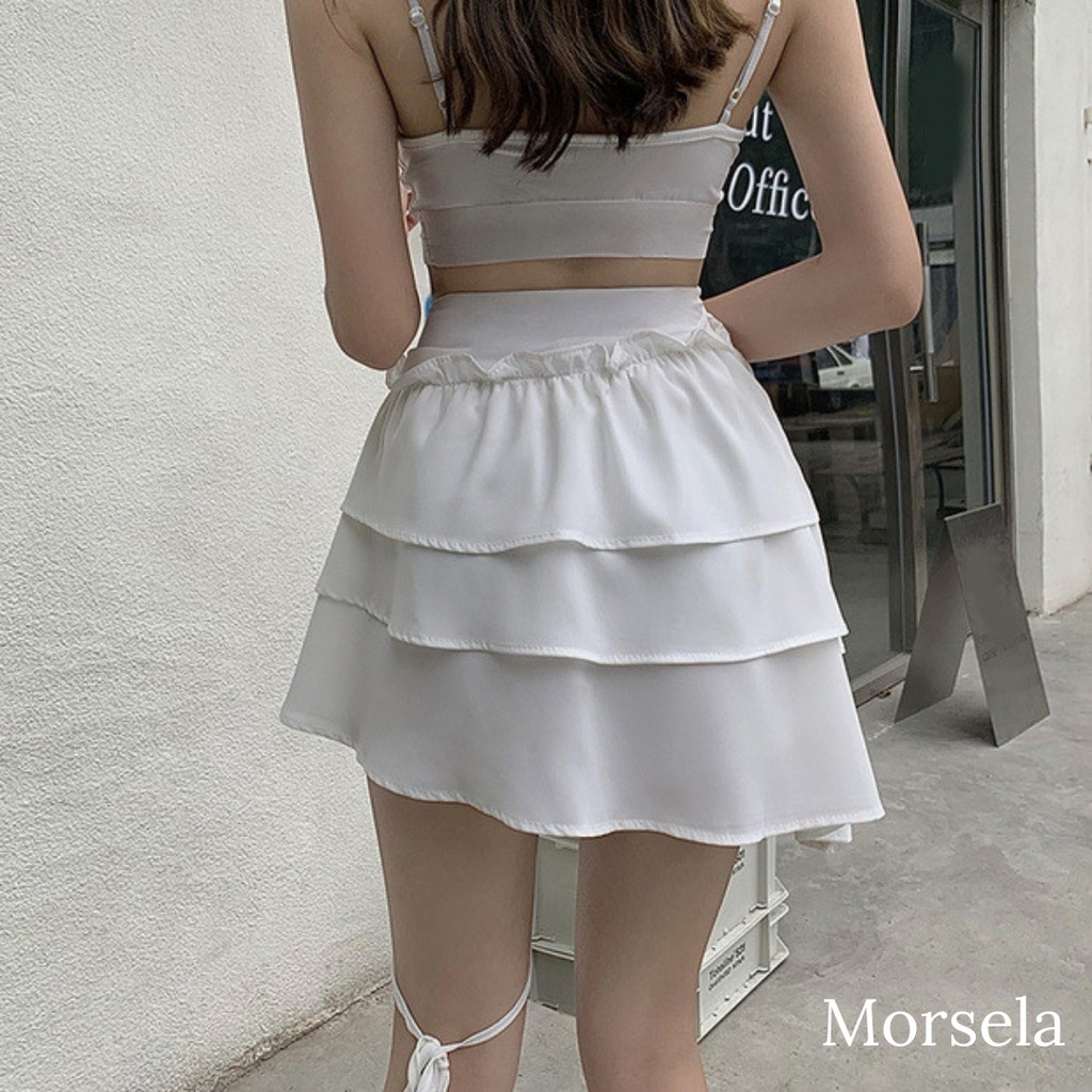 Chân váy xếp ly tầng thắt nơ đùi - Váy kèm lót trong - Morsela | BigBuy360 - bigbuy360.vn