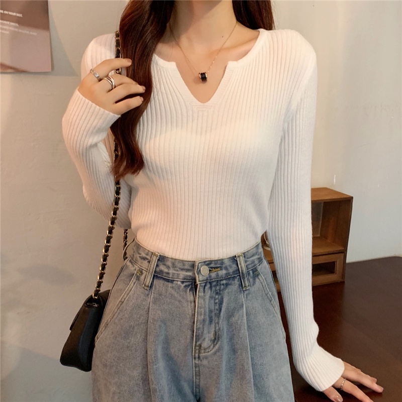 NZN Áo Len Dài Tay Cổ Chữ V Thiết Kế Mới Thời Trang Mùa Thu Theo Phong Cách Hàn Quốc Dành Cho Nữ