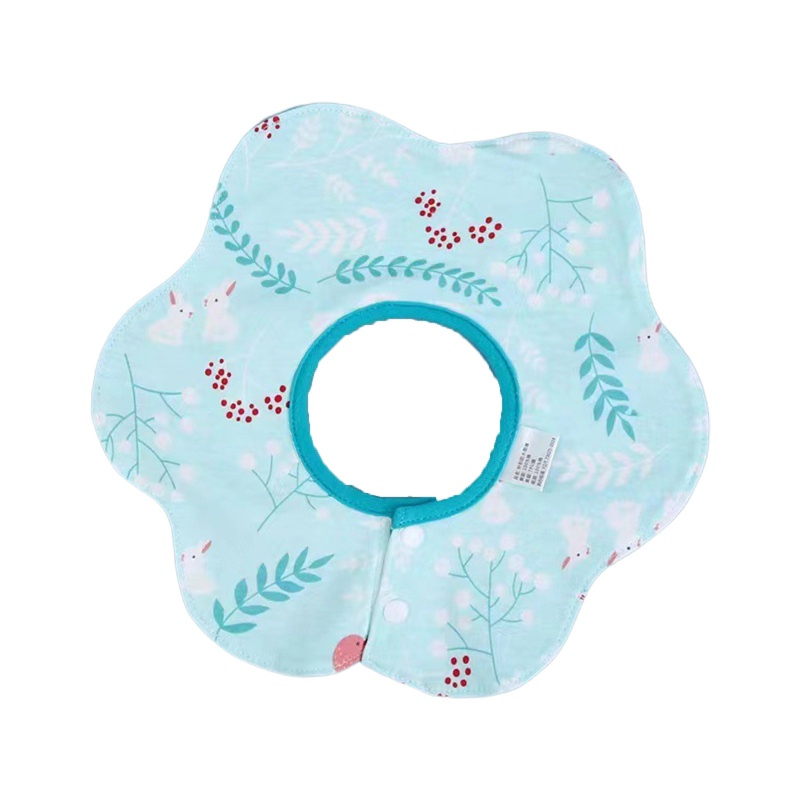 Yếm Ăn Cotton Dệt Kim Thoáng Khí Chống Nước Xoay 360 Độ Dễ Thương Cho Bé Trai + Gái