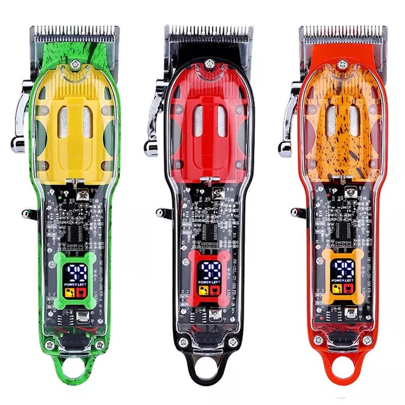Tông đơ cắt tóc chuyên nghiệp trong suốt sạc điện cao cấp