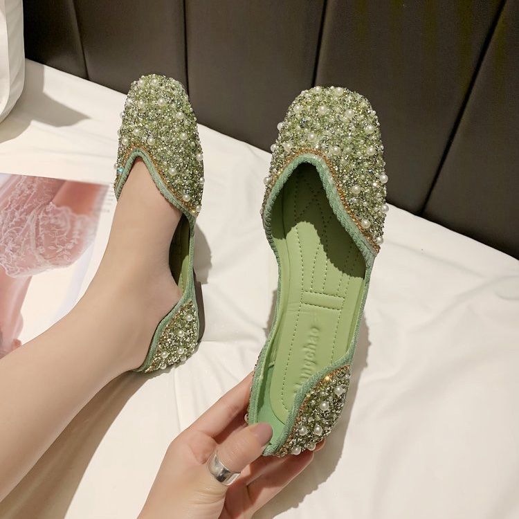 Giày búp bê đính đá phong cách thời trang thanh lịch cho bạn nữ