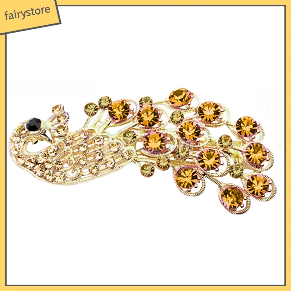 Kẹp tóc hình chú công đính đá thanh lịch