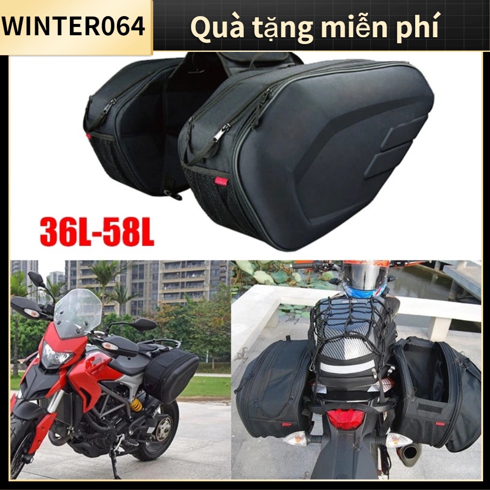2 CÁI Túi yên xe máy Không thấm nước Ghế bên hông Mũ bảo hiểm Hành lý 58L để đi du lịch Đạp mô tô cắm trại Winter064