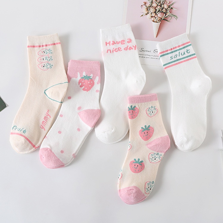 Combo 5 đôi tất vớ nữ cổ ngắn - vớ nữ cổ ngắn phong cách Nhật Hàn đáng yêu N1