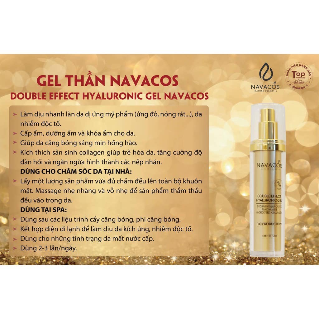 Gel HA dưỡng ẩm Navacos Double Effect Hyaluronic Gel 50ml