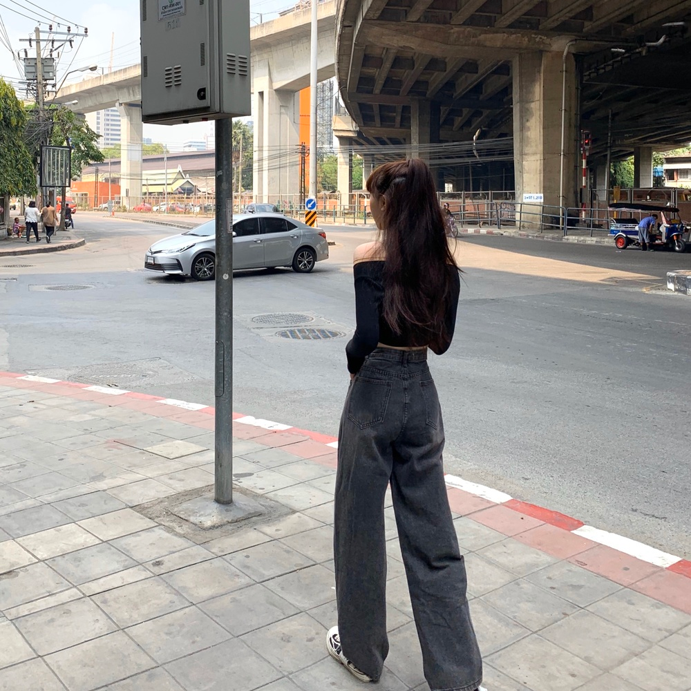 DUNEA Quần Jeans Dài Ống Loe Thời Trang Dành Cho Nữ