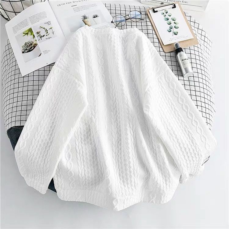 Áo nỉ nữ dài tay cổ tròn thời trang Hàn