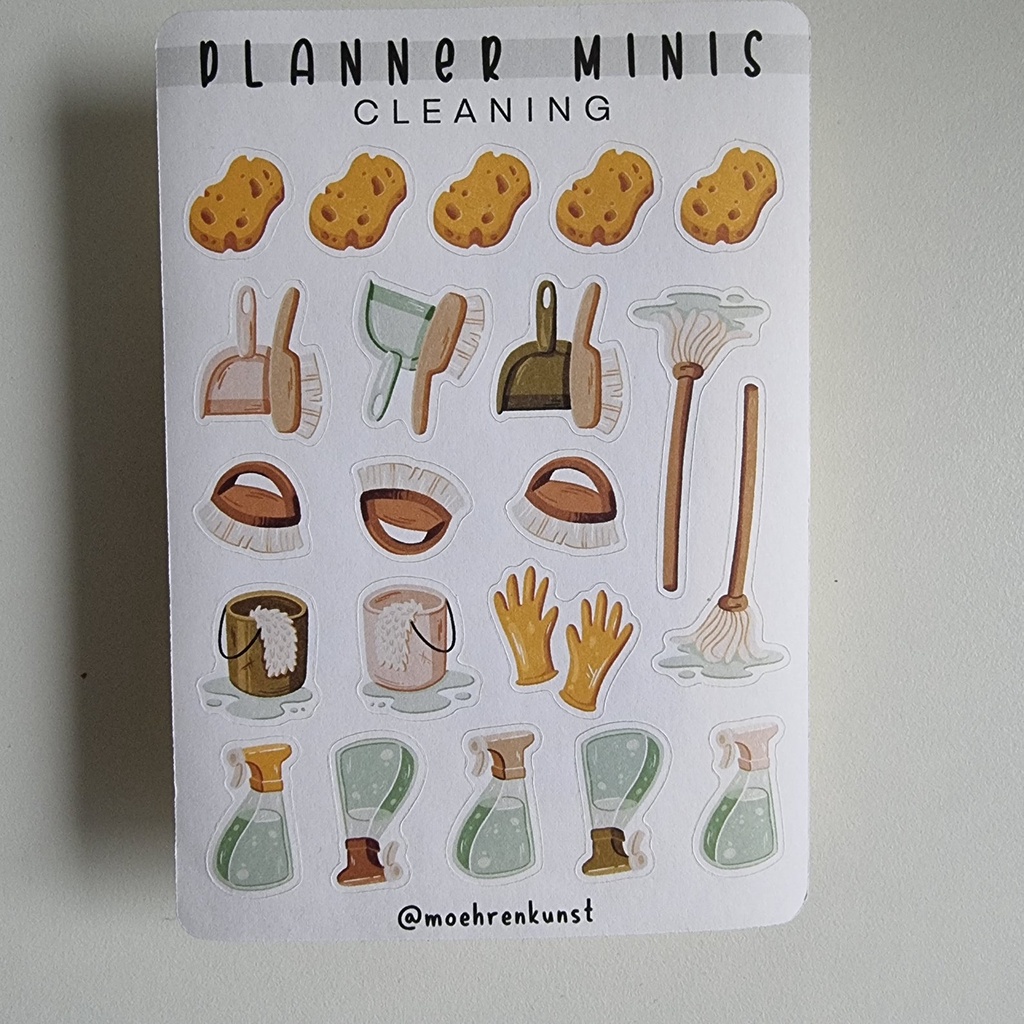Sticker Trang Trí Sổ - Chủ Đề Planing - PM CLEANING - Sổ Đựng Card - Trang Trí LOMO - Trang Trí TOPLOADER