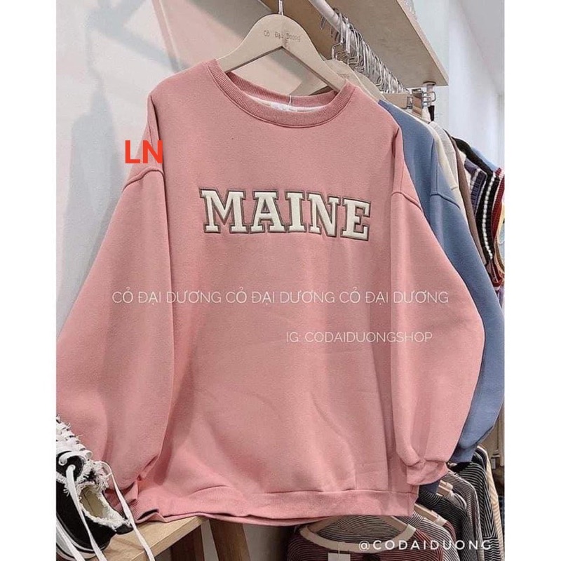 Áo Nỉ Swt Áo Nỉ Nam Nữ Swt MAINE Form Rộng Tay Phồng Cực Hot