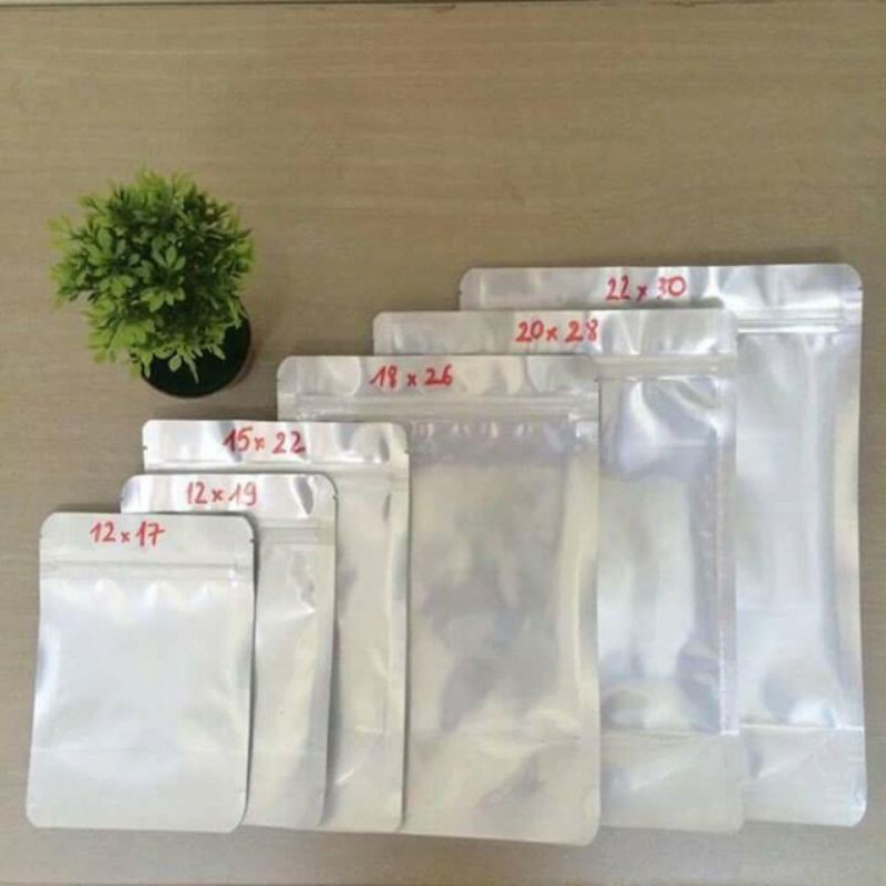 Túi zip mặt trong mặt bạc 1 cái 17x26, 20x30, 22x32