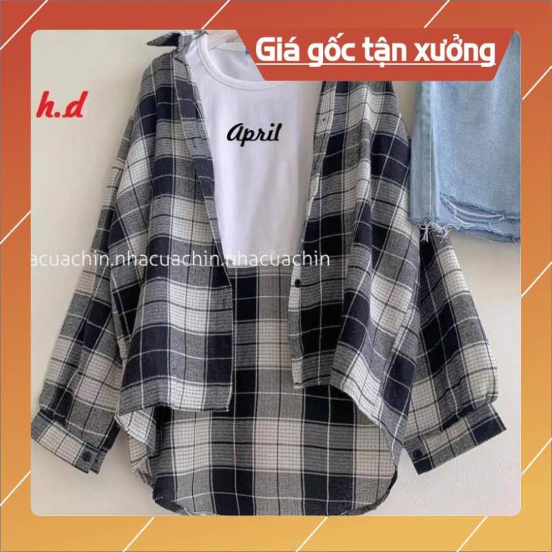 Bộ nữ áo croptop bodip Spint + áo sơ mi caro dài tay + quần short jeans form thụng unisex giá rẻ