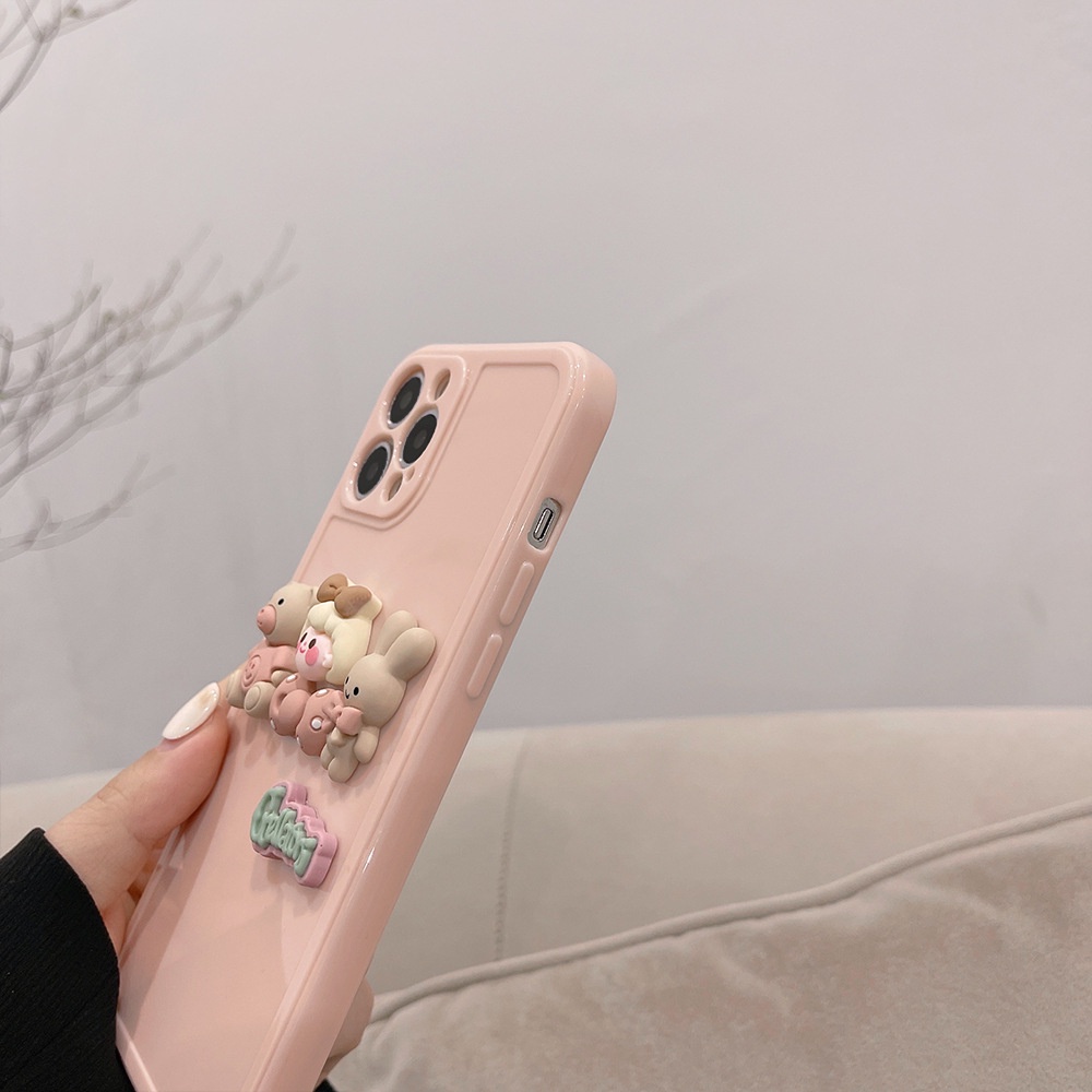 Ốp điện thoại màu hồng 3D thích hợp cho iphone 14 13 12 mini 11 pro max x xs xr 8 7 plus se 2020