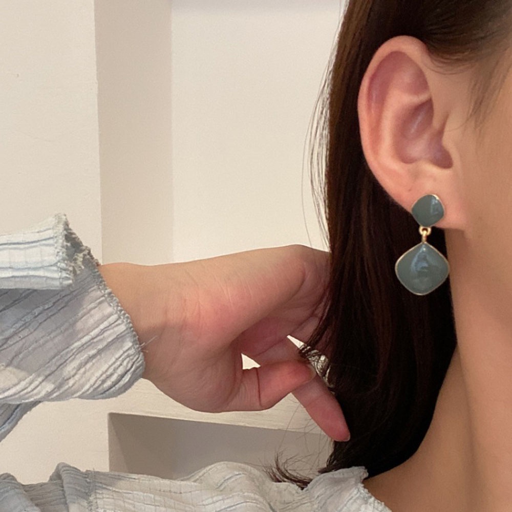 BACK2LIFE Gift Earrings Elegant Ear Studs Dangle Earrings Geometric Pendant Fashion Women Girls Square Street Style Simple Clip Earrings/Multicolor