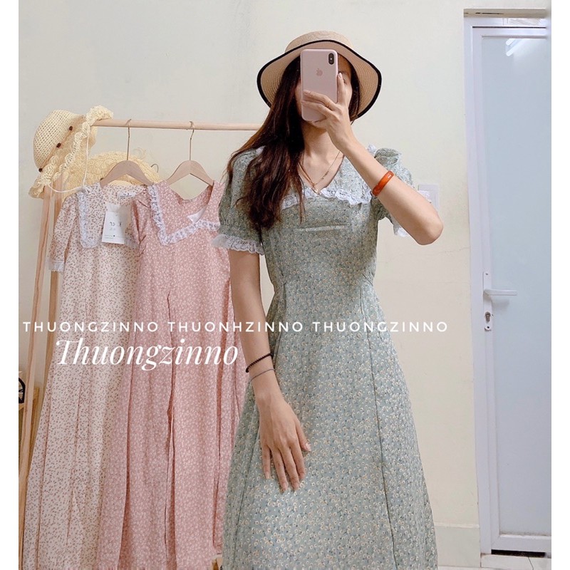 [Ảnh thật/Video]Váy hoa vintage cộc tay Thanh Lịch thiết kế cổ sen thêu hoa Đầm ulzzang hai lớp có thắt nơ eo | BigBuy360 - bigbuy360.vn