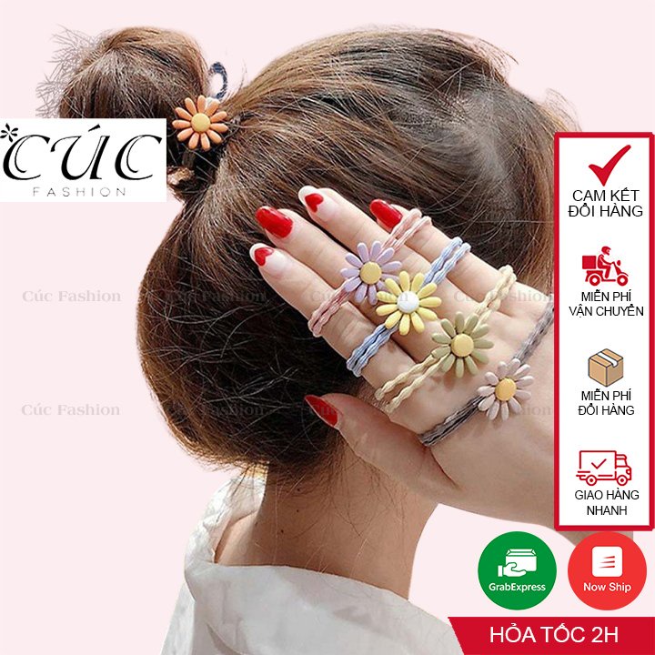 Dây buộc tóc nữ đẹp, nhiều màu sắc tươi trẻ, phong cách thời trang Cúc Fashion PK09 dây buộc tóc ngọc