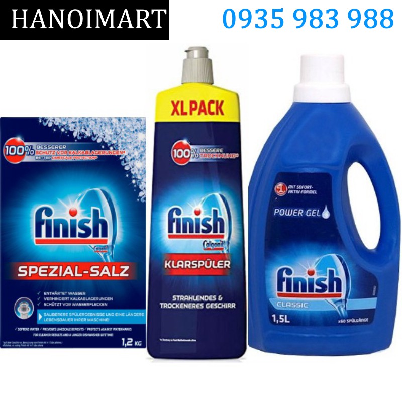 Combo Nước rửa bát Finish 1.5L + Muối Finish 1.2kg + Nước làm bóng bát Finish 750ml000 - HANOIMART