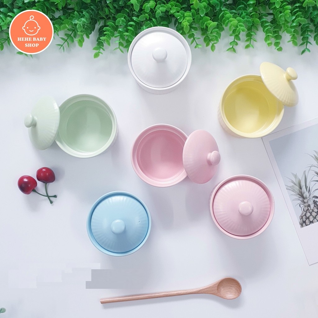 Bát Ăn Dặm Gốm Sứ Ramenkin Có Nắp 150ml -180ml NiceBabyVn
