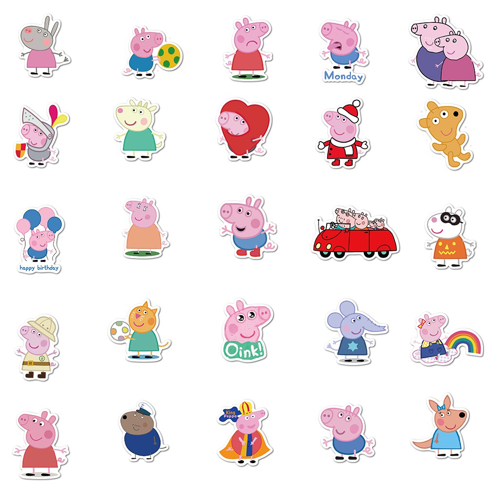 Set 100 Miếng Dán Hình Heo Peppa Xinh Xắn Trang Trí