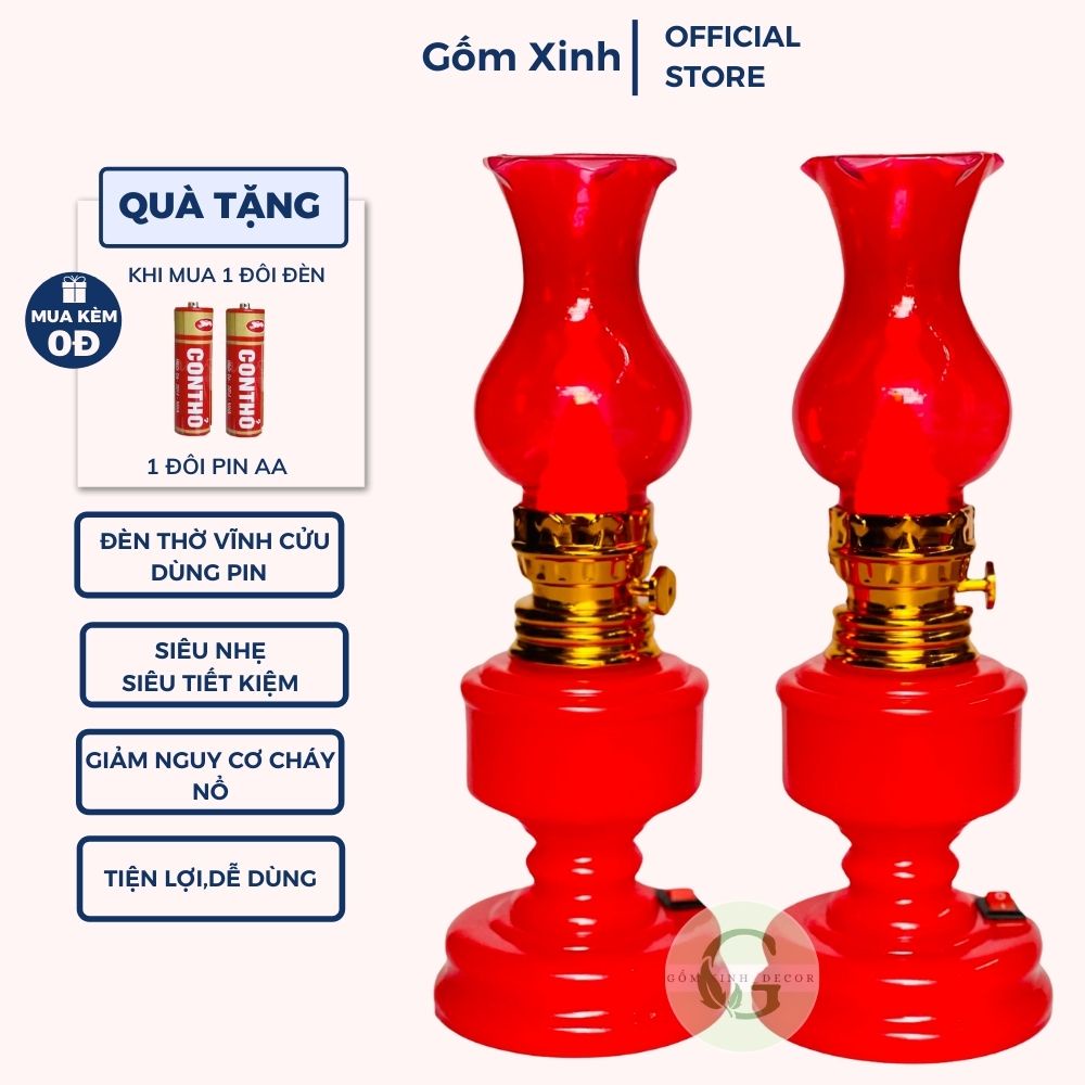Đèn Thờ Sử Dụng Pin Thiết Kế Sang Trọng Cổ Kính Đèn Bàn Thờ Vĩnh Cửu